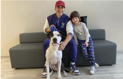 Alan e a filha com o novo membro da família: Foto: ONG Animal Shelter