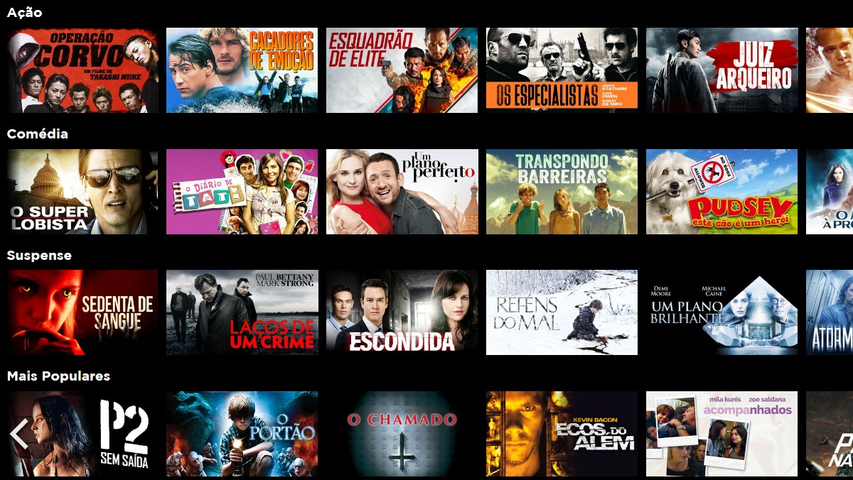 O catálogo do Runtime conta com canais ao vivo e filmes de diversos gêneros. Foto reproduçãoRuntime 