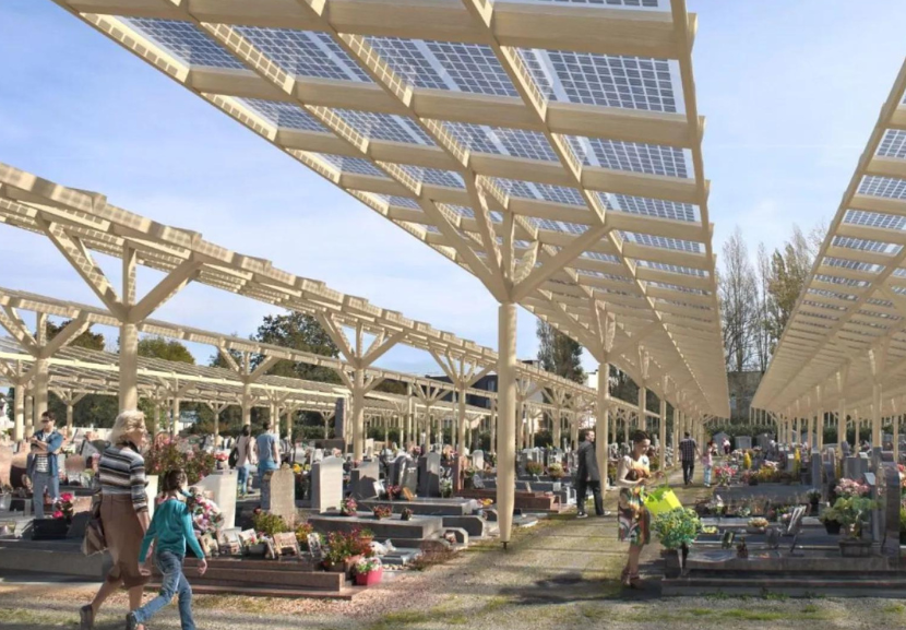 Com apenas 5 euros os moradores vão poder receber energia da fonte solar do cemitério. - Foto: divulgação/Saint-JoachimCom apenas 5 euros os moradores vão poder receber energia da fonte solar do cemitério. - Foto: divulgação/Saint-Joachim