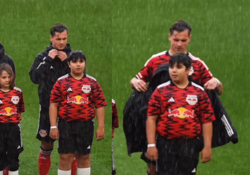 O jogador fez o dia da criança depois que ele entregou seu casaco para ela em campo. O momento foi emocionante! Foto: @Newyorkredbulls/Instagram.