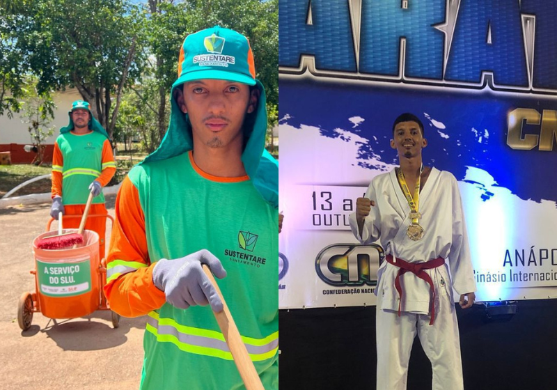 O gari brasileiro Renato Santos tem dupla jornada e vai participar de um campeonato mundial de karatê, na Europa. A primeira viagem internacional dele. - Foto: Divulgação.