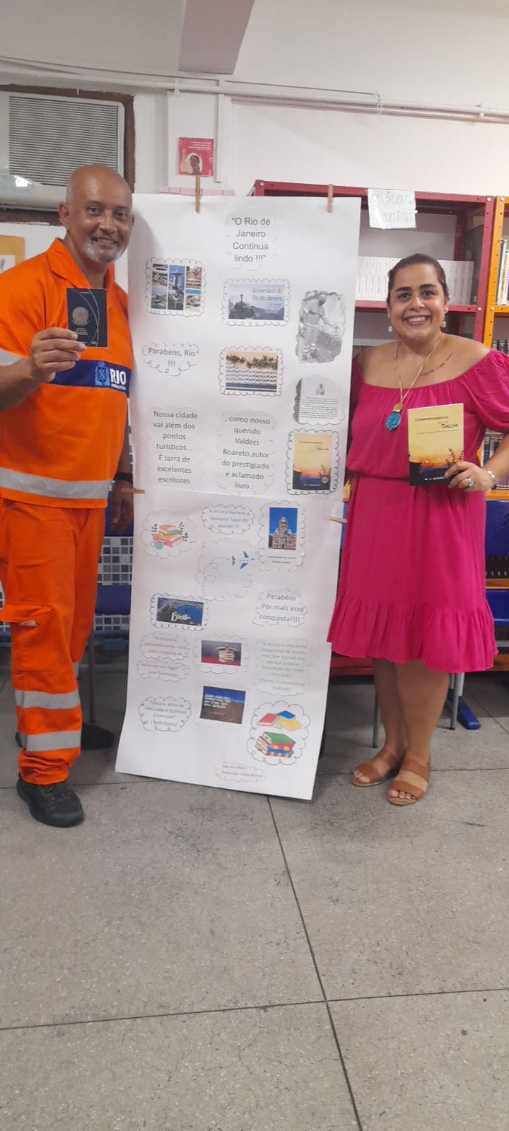 Na escola onde trabalha, ele ganhou uma homenagem dos alunos e professores. Foto: Comlurb.