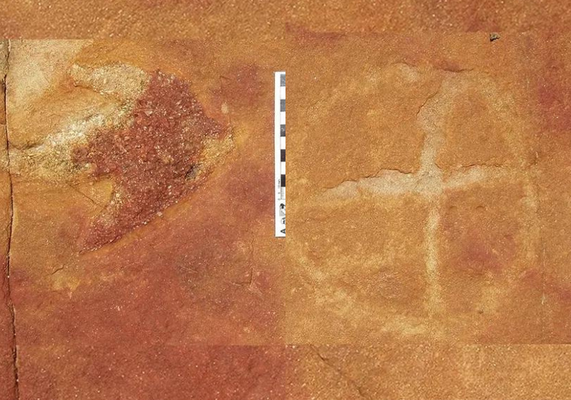 As pegadas de dinossauros foram encontradas ao lado de pinturas rupestres no Nordeste do Brasil. Foto: Troiano et al/Scientific Reports.