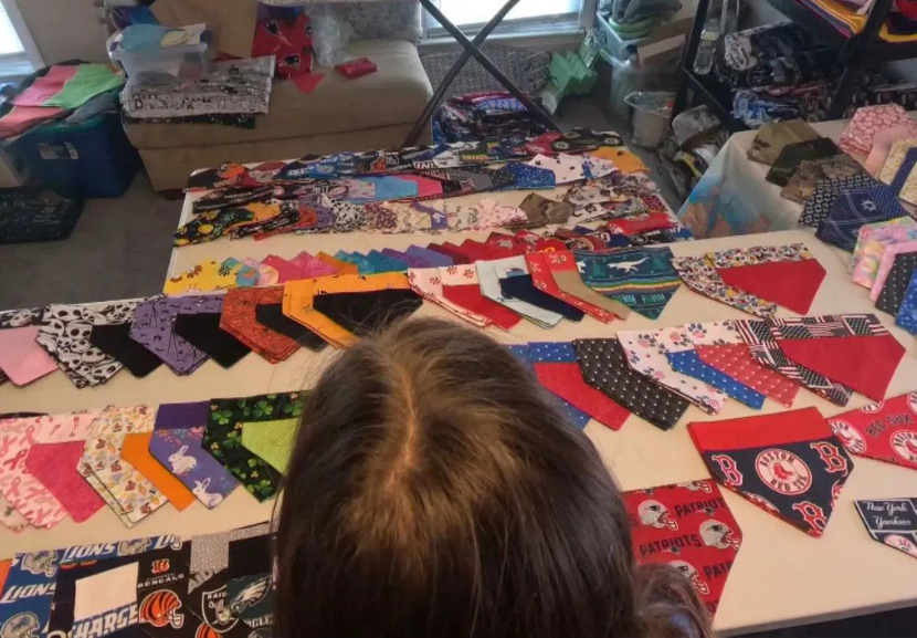 As bandanas ocuparam um cômodo inteiro, com vários estilos e tamanhos. - Foto: reprodução/WJAR