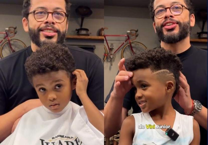 Representatividade! O garoto se emocionou ao ver o cabelo igual ao do Vini Jr. - Foto: reprodução/ Instagram @juarezleiteoficial