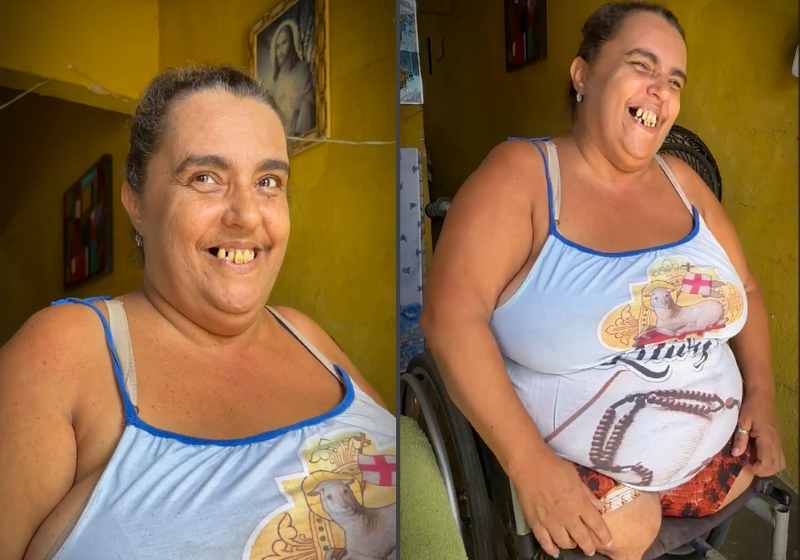 Dona Ana é uma mulher de fibra que, mesmo tendo as duas pernas amputadas, não perdeu a força para viver. - Foto: reprodução Instagram @falalourenco