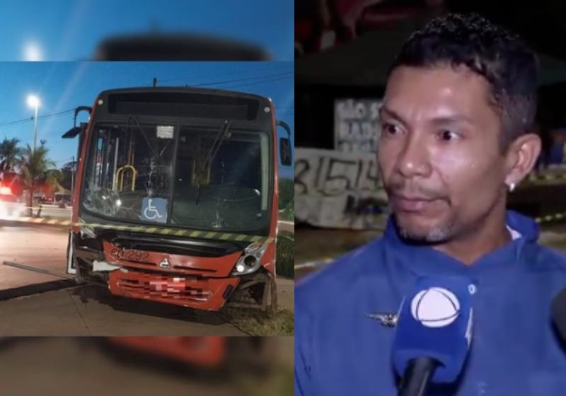 O motorista Welber Félix salva 85 passageiros. Ele dirigia um ônibus desgovernado, que perdeu o freio, em uma ladeira de São Sebastião (DF). - Fotos: reprodução / CBMDF / RecordTV