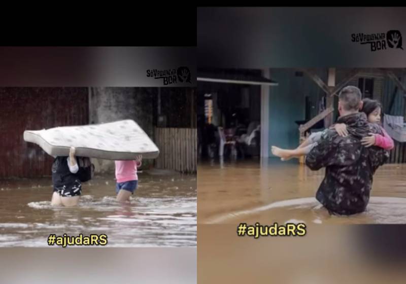 Internautas se unem para mandar alimentos para vítimas da chuva no RS. #AjudaRs, veja como participar também. -Fotos: reprodução / Só Vaquinha Boa