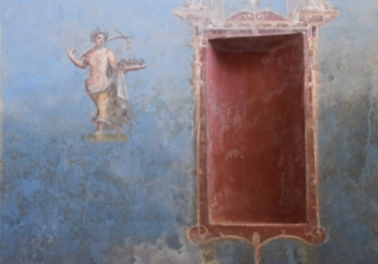 Arte em detalhes do Santuário Azul em Pompeia. Foto: Centro de Arte de Arqueologia