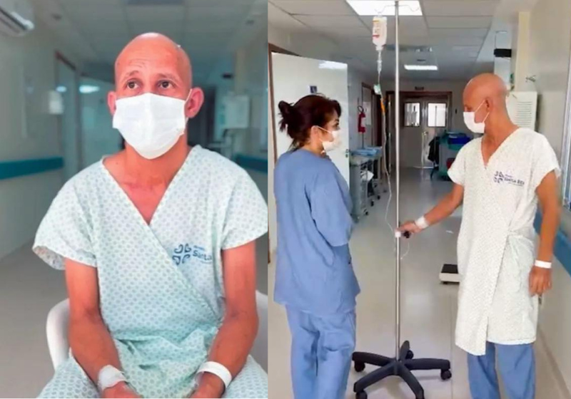 O professor de matemática Adão Teófilo Neto, de 43 anos, recebeu uma medula que veio da Alemanha. O transplante foi no Espírito Santo e deu certo. - Foto: @hospitalsantaritaes/Instagram.