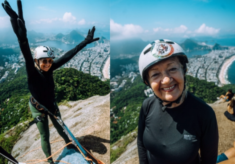 A vovó brasileira, que pratica rapel aos 82 anos, deu uma aula de como viver a vida com alegria e esperança. -Foto: @isthisreal/Instagram.