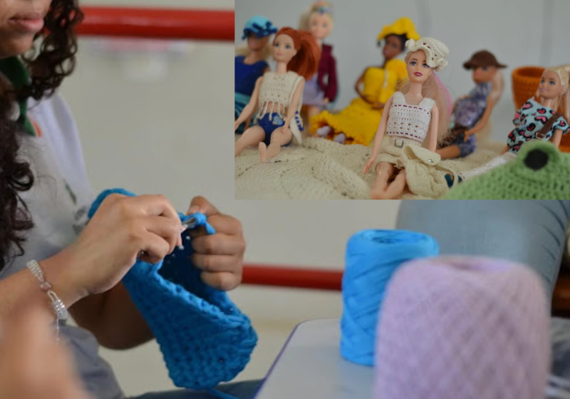 Crianças e adolescentes trocam celular por crochê em projeto social no Ceará. Foto: Diário do Nordeste