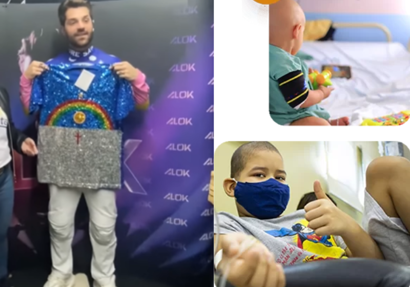 Durante show de São João, Alok faz doação para o Instituto do Câncer Infantil do Agreste (ICIA), em Caruaru (PE). Foto: Instituto Alok e ICIA