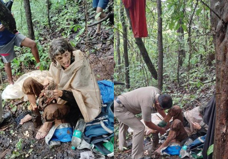 A mulher acorrentada na floresta foi deixada lá pelo ex-marido. Foto: TVND.