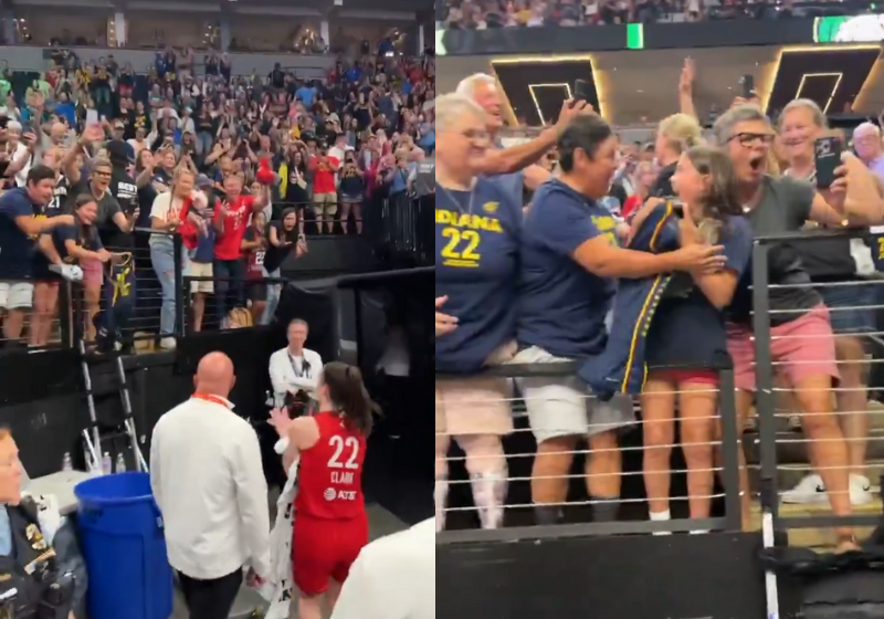 A jogadora de basquete entregou o tênis para a fã e fez a alegria da menina. Foto: Indiana Fever/X.