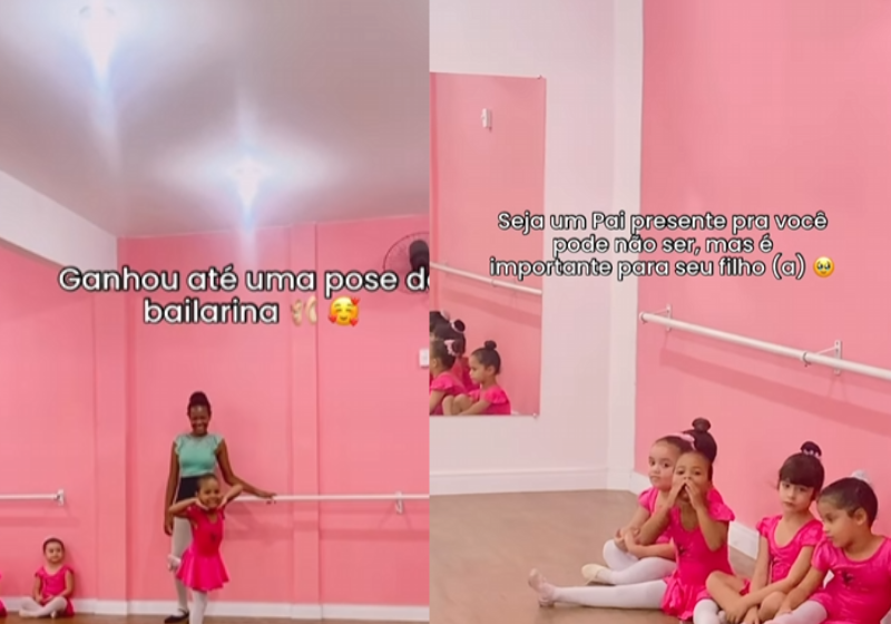 Depois que o papai chegou, Helena foi só sorriso. Muito gracinha! Foto: @karenmarcelino)/Instagram.