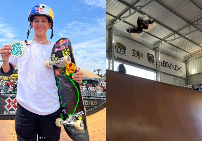 Skatista brasileiro de 15 anos faz história ao acertar manobra inédita com 900% Gui Khury, skatista brasileiro de 15 anos, faz história ao acertar uma manobra inédita com 900% . Foto: @guikhury