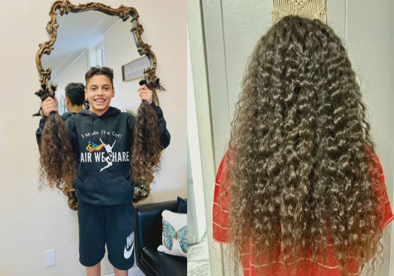 Emilio Santana, o menino cortou o cabelo e doou para fazer perucas para crianças doentes disse que não se arrepende. ao contrário. - Foto: Arquivo pessoal.