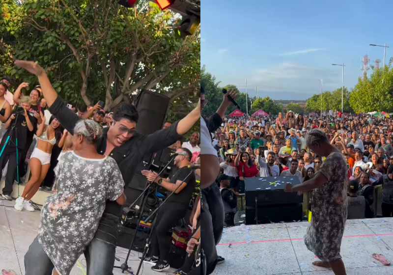 A idosa Aidê, que estava desaparecida, deu um show dançando no palco do festival e foi encontrada pela família após o vídeo viralizar. - Foto: @rafaperezprensa/Instagram