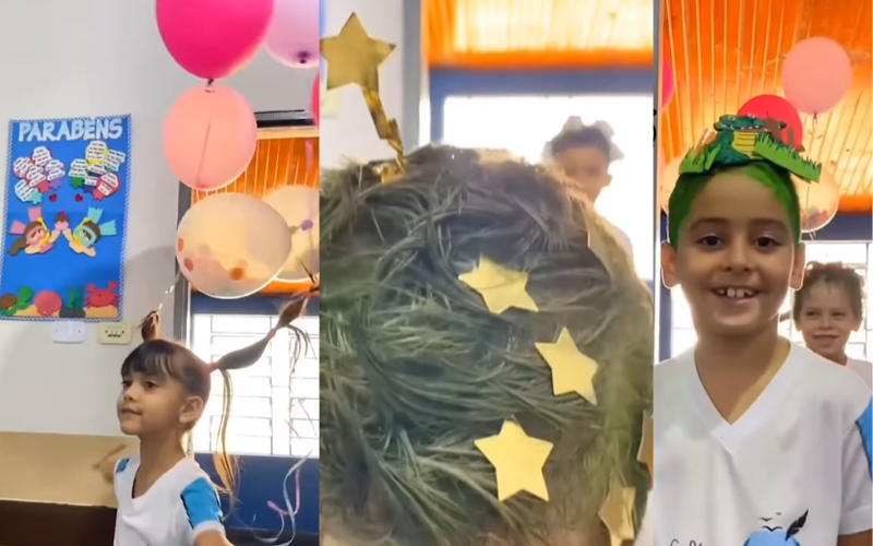 Cabelo Maluco na escola é dia de usar a criatividade...Vale Bia Balão e Emanuel Estrela. Foto: @redepedagogica