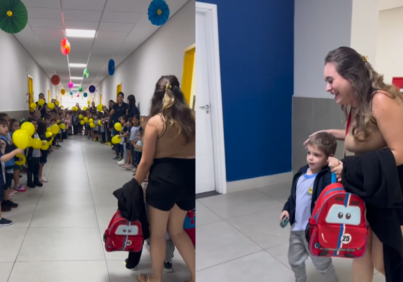 O aluno Miguel tem 4 aninhos e ao voltar para a escola depois de vencer o câncer, recebeu uma linda homenagem! - Foto: @maltaconfeitaria/Instagram