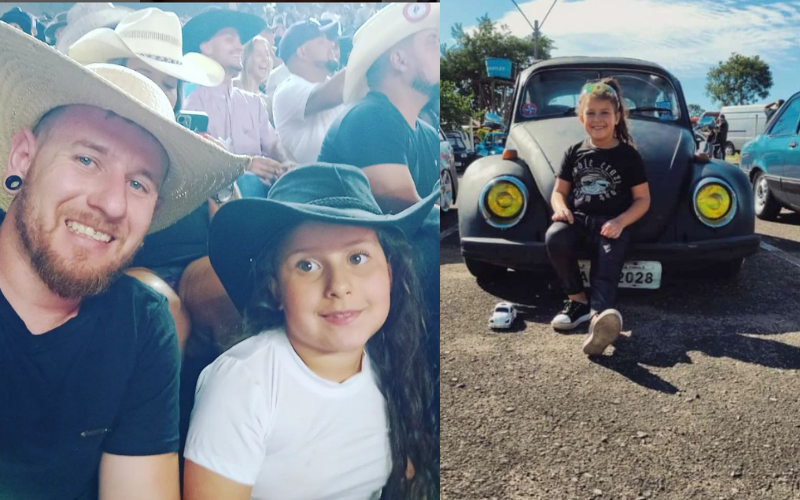 O pai Kauan, do interior de São Paulo, é mecânico transmitiu para a filha a paixão por carros. A menina tem muito talento para lidar com as manias dos automóveis velhos. Foto: @kauanpinheirods