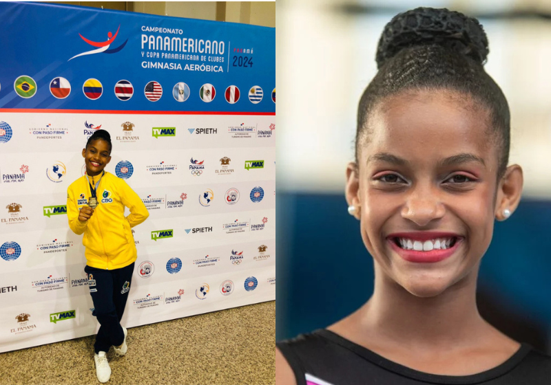 A atleta Maria Clara fez uma vaquinha para participar do Pan-Americano de Ginástica Aeróbica e ganhou a primeira medalha internacional! - Foto: Paula Fróes/Correio e Divulgação