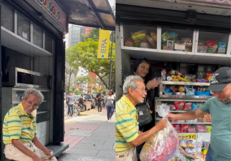 Os voluntários do batalhão do amor levaram várias mercadorias ao idoso e lotaram a banquinha de rua dele. Que ato mais lindo! - Foto: @andre_emprende/Instagram