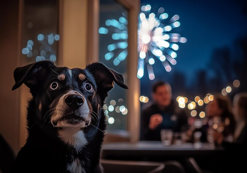 As festas de fim de ano e o barulho de fogos de artifícios, não combinam com pets. Veja o que fazer para proteger seu bichinho. - Foto: Freepik