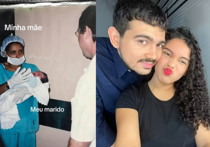 A sogra de Gustavo foi a primeira pessoa a segurar o genro depois do parto. Anos depois, ele casou com a filha dela! - Foto: Arquivo pessoal