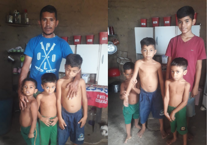 A família do Emanuel vive em uma casa de taipa com a família e sonha em ter um Natal feliz. O imóvel é bem simples, sem banheiro, mas cheio de amor. - Foto: arquivo pessoal