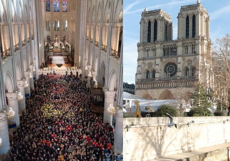 Foram investidos 700 milhões de euros para reconstruir a Catedral de Notre Dame, em 2019. - Fotos: reprodução/Instagram @emmanuelmacron