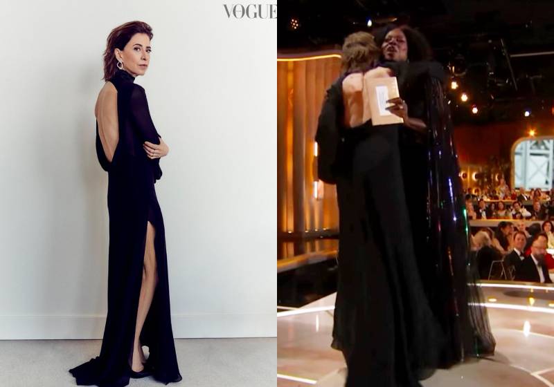 Fernanda Torres mostrou elegância nas palavras e no vestido que usou para receber o prêmio de Melhor Atriz no Globo de Ouro - Fotos: Vogue/CBS