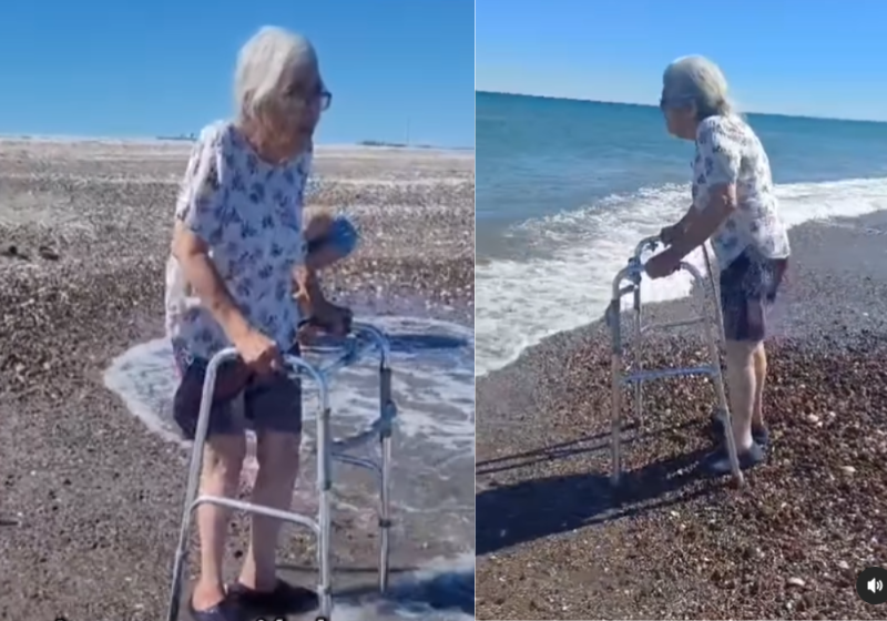 Netos realizam sonho e avó conhece o mar aos 87 anos. Que emoção; vídeo