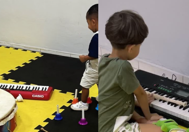 A musicoterapia é um tratamento que ajuda crianças autistas. Elas ficam mais calmas, reduzem a ansiedade e melhoram a socialização, diz especialista. - Foto: Crepem