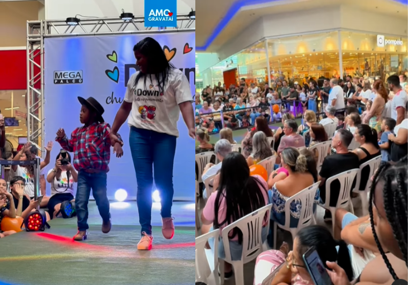 O desfile inclusivo contou com um grande público que lotou um shopping em Gravataí, no RS. Foto: AmoGravataí