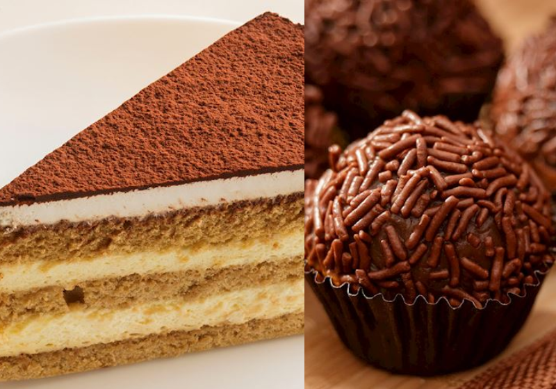 No TIP 10 do Taste Atlas, estão o pavê (E) e o brigadeiro (D). Foto: Taste Atlas 