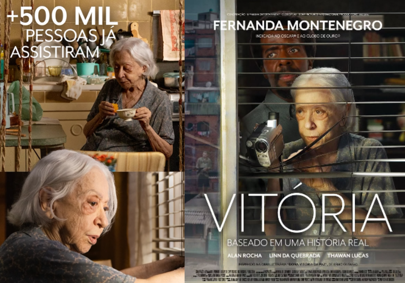A própria Fernanda Montenegro anunciou, nas redes sociais, que mais de 500 mil foram ao cinema assistir "Vitória". - Foto: @fernandamontenegrooficial