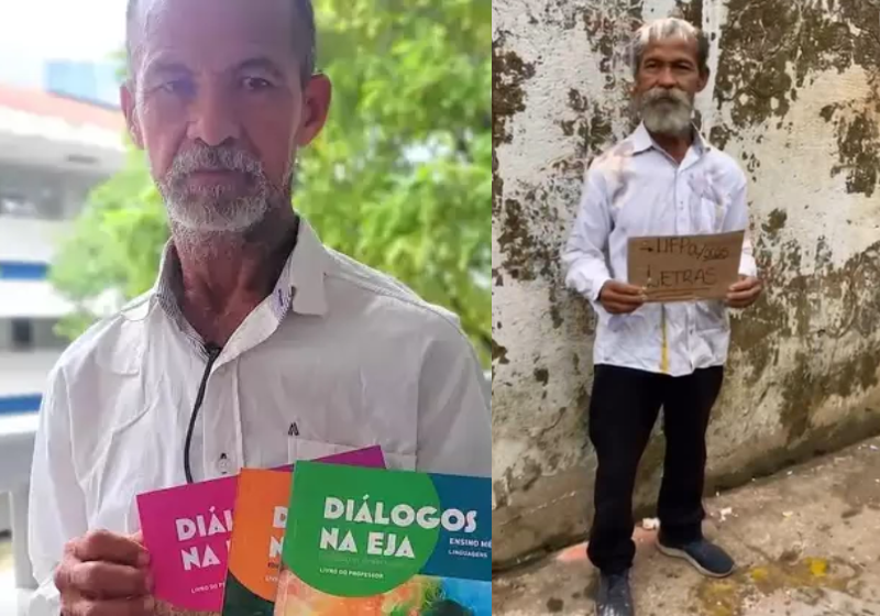 Walmerinston (E), agora universitário, ele (D) enquanto vivia em situação de rua: "a educação mudou minha vida". Foto: Divulgação/O Liberal