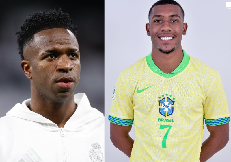 Pesquisa, divulgada pela ONG Alma Preta, revela que 61% dos atletas pretos sofreram discriminação racial. Vini Jr e Rayan, jogadores de futebol, estão entre eles. Foto: @vinijr/@rayan