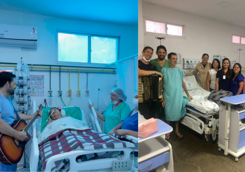 Fisioterapeuta, Hudy toca sua sanfona e leva música e vida para cada paciente em tratamento no hospital de Patos. Impossível resistir a tanta alegria e felicidade. Foto: @hudy.show 