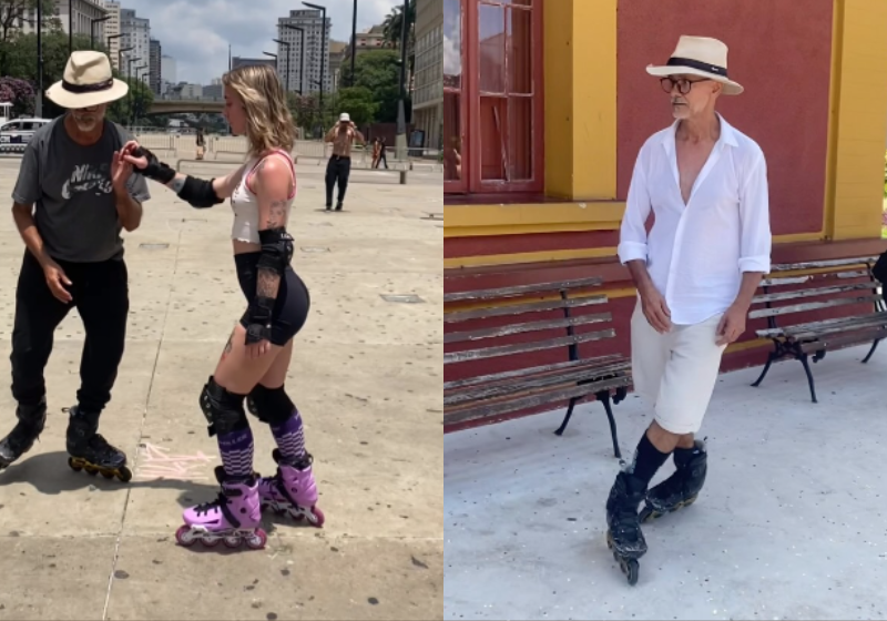 O patinador brasileiro Joaquim, teoricamente um idoso, adora aproveitar a vida e faz isso como poucos. Ele arrebenta em cima dos patins onde quer que esteja! Foto: @o.velho.patinador