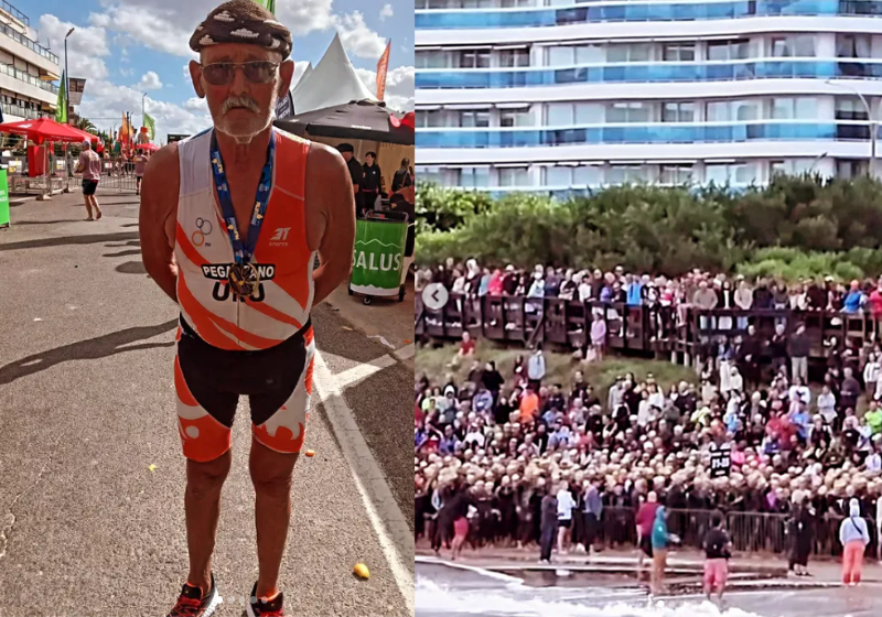 Ao cruzar a linha de chegada, Seu Miguel, de 74 anos, é aplaudido e recebido com muitos abraços. Foto: @equipe_koru