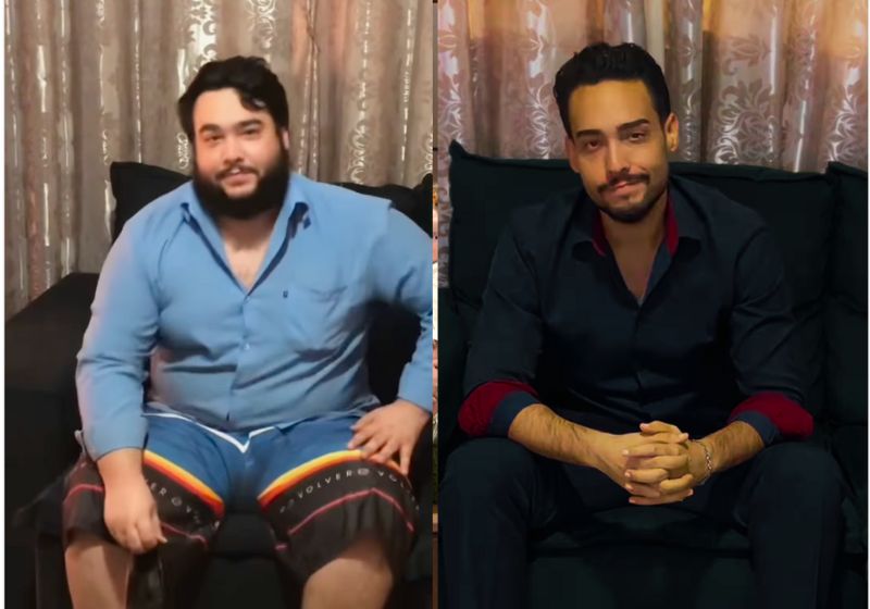 Luiz com 190kg (esq) e a com 109Kg (dir). Fotos: @luizdonizete_15 /instagram