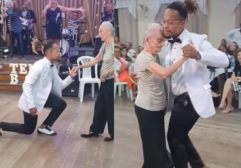 A idosa de 89 anos, do Rio de Janeiro, arrasou na dança de salão com um novinho. - Foto: @60mais_online/Instagram