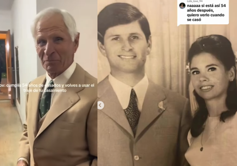Em Tucumán, na Argentina, esse vovô resolveu usar o mesmo terno do casamento, realizado há 54 anos, e surpresa! Ficou elegantíssimo, como se tivesse 20 anos. Que beleza. Foto: @vovetucuman