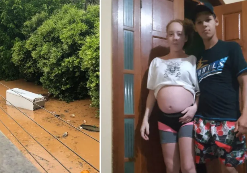 Ao relembrar a tragédia em que teve de entrar na geladeira para sobreviver, a mãe salva da enchente agora comemora o aniversário da filha, que estava na barriga, quando tudo aconteceu. Foto: Tribuna