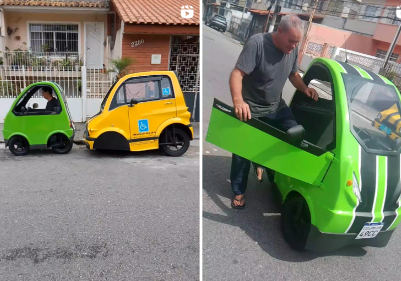 O Caio disse ter criado o microcarro em 20 dias e anda com ele para cima e para baixo. Foto: @caio.str 