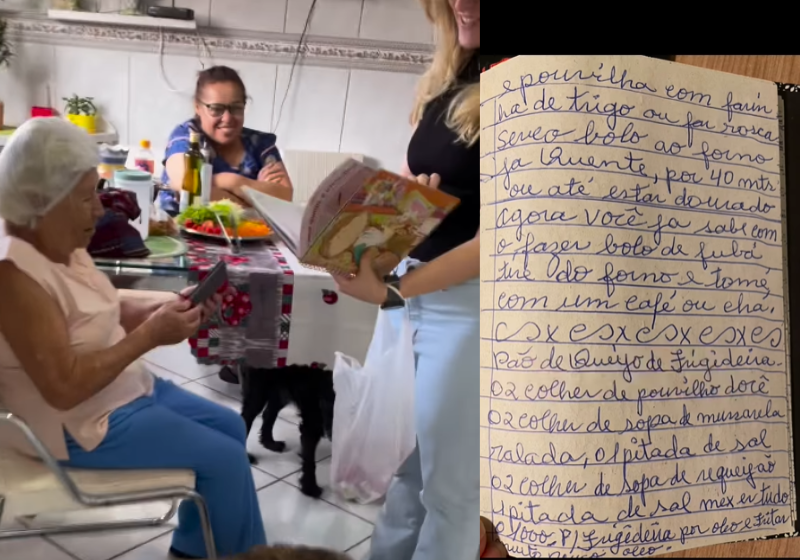 Vovó de 90 anos escreve livro das receitas dela à mão e doa de presente aos netos; delícias eternizadas Essa vovó, do interior de São Paulo, resolve surpreender os netos e dá de presente um livro com as receitas dela, todo escrito à mão. Delícias que eternizadas. Foto: @gringoeeu