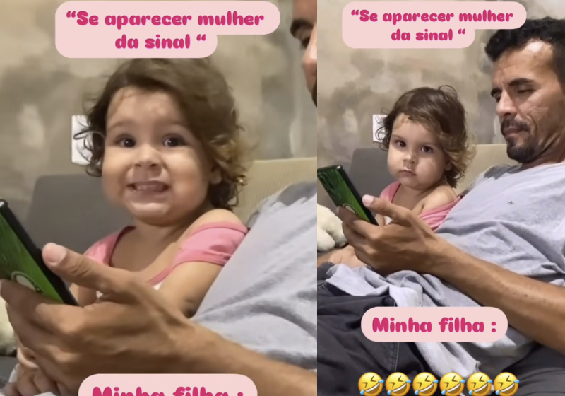 O pai acha que só está curtindo um momento com a filha. Ele está sendo observado! @clara.rochaoliveira/TikTok